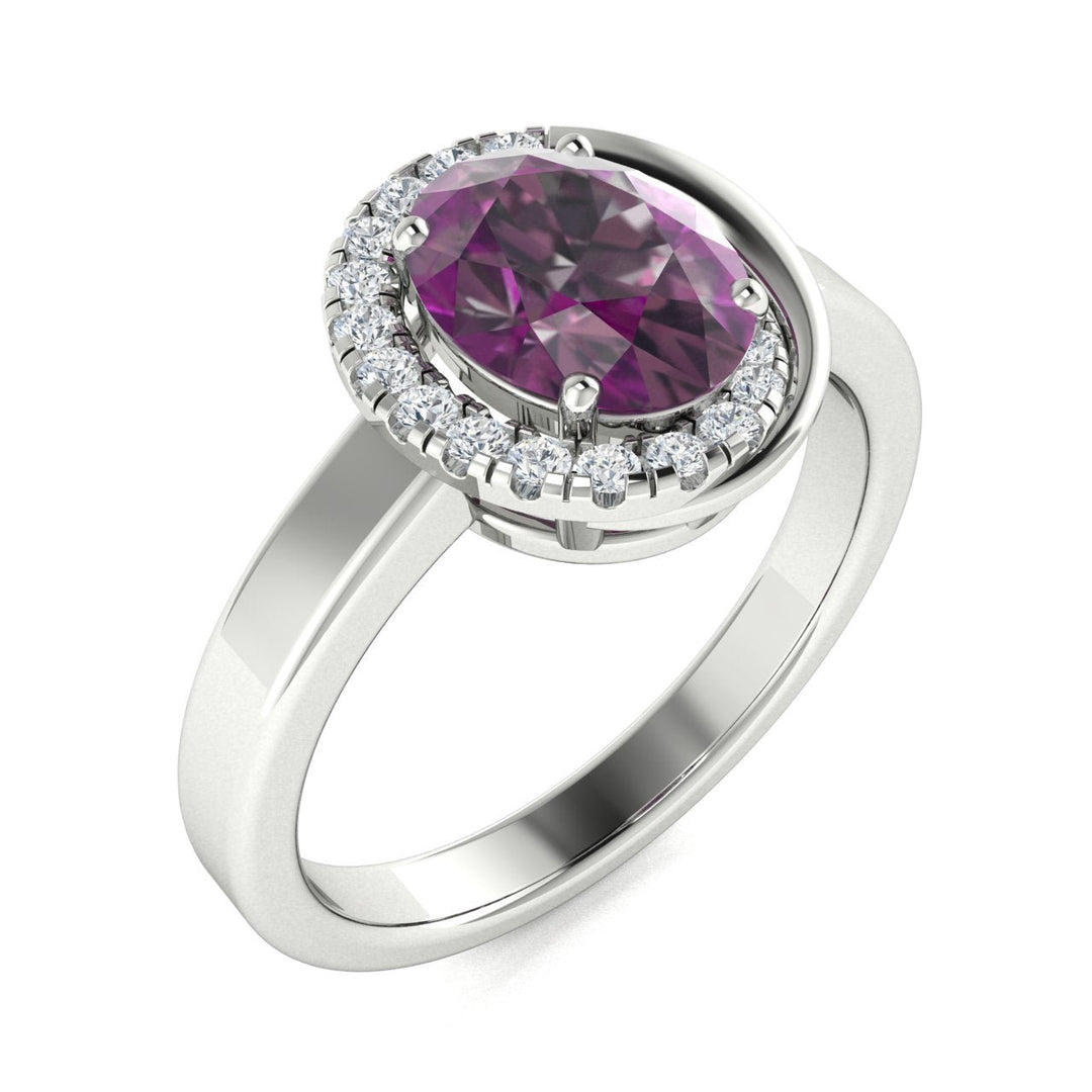 14KT Gold Oval Alexandrite and Diamond Ladies Ring (Alexandrite 1.38 cts. White Diamond 0.15 cts.)