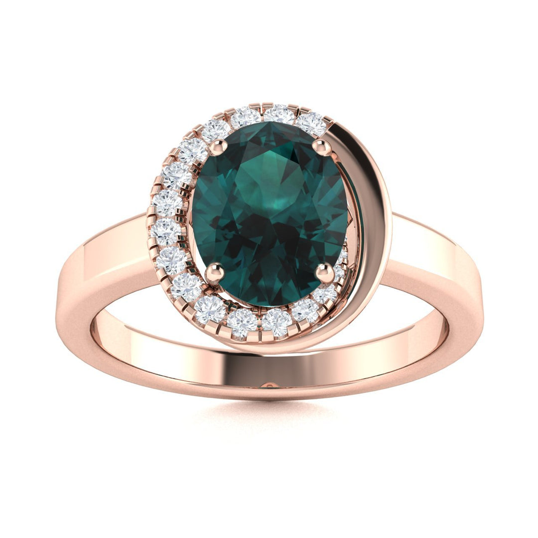 14KT Gold Oval Alexandrite and Diamond Ladies Ring (Alexandrite 1.38 cts. White Diamond 0.15 cts.)