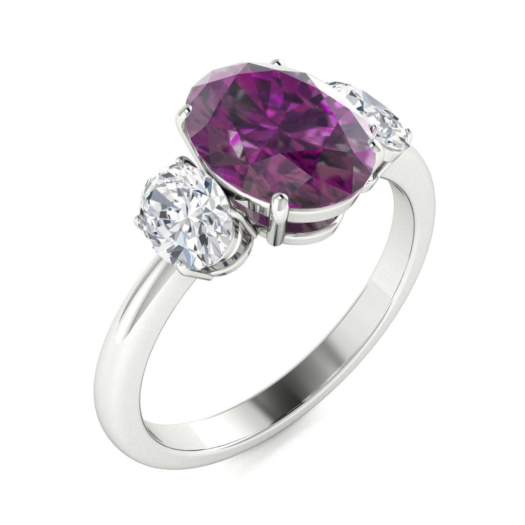 14KT Gold Oval Natural Alexandrite & Diamond Ring (Alexandrite 0.43 cts Wht Dia 0.10 cts)