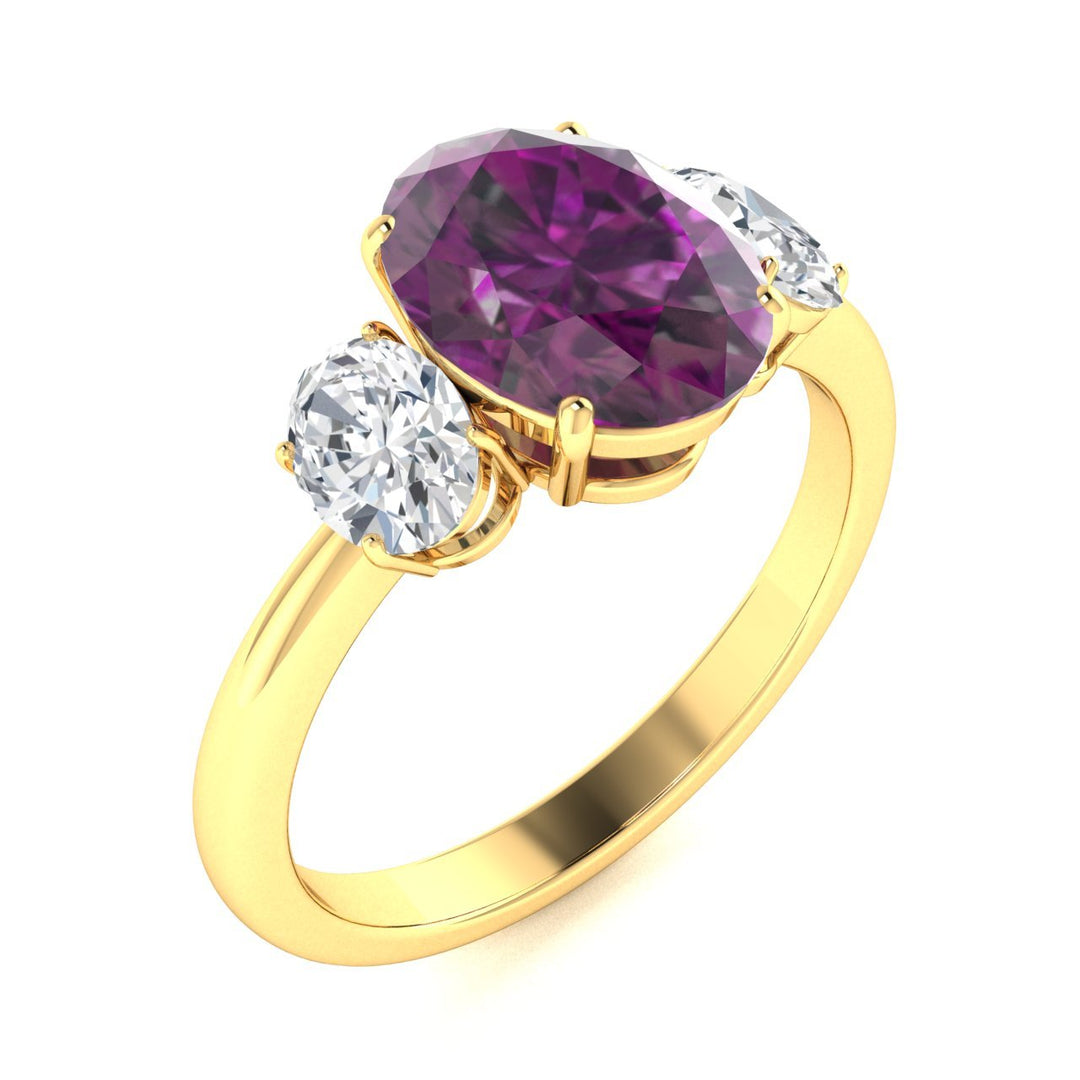 14KT Gold Oval Natural Alexandrite & Diamond Ring (Alexandrite 0.43 cts Wht Dia 0.10 cts)