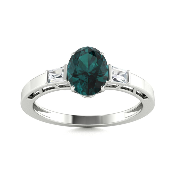 14KT Gold Oval Alexandrite and Diamond Ring (Alexandrite 2.14 cts White Diamonds 0.13 cts)