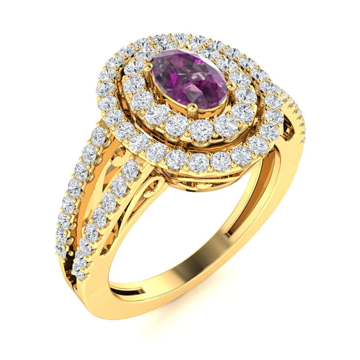 14kt Gold Oval brilliant cut Natural Alexandrite and Diamond Ladies Ring (Alexandrite 0.33 cts. Diamonds 0.70 cts.)