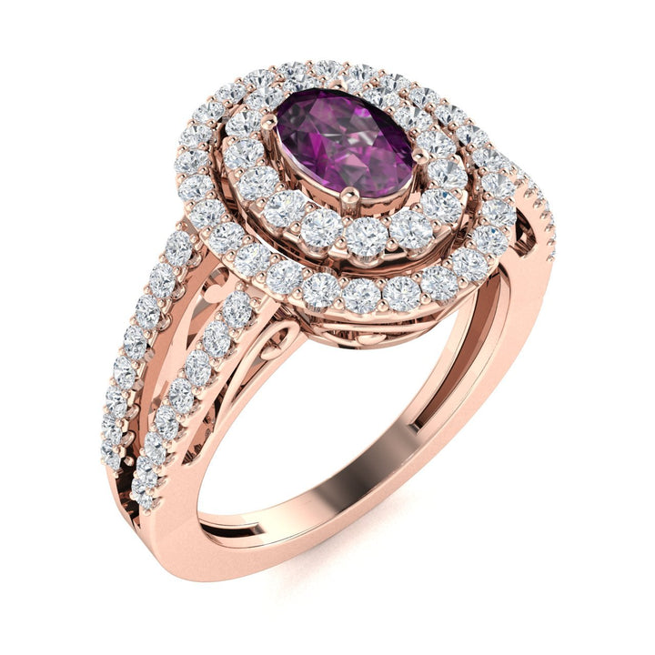 14kt Gold Oval brilliant cut Natural Alexandrite and Diamond Ladies Ring (Alexandrite 0.33 cts. Diamonds 0.70 cts.)