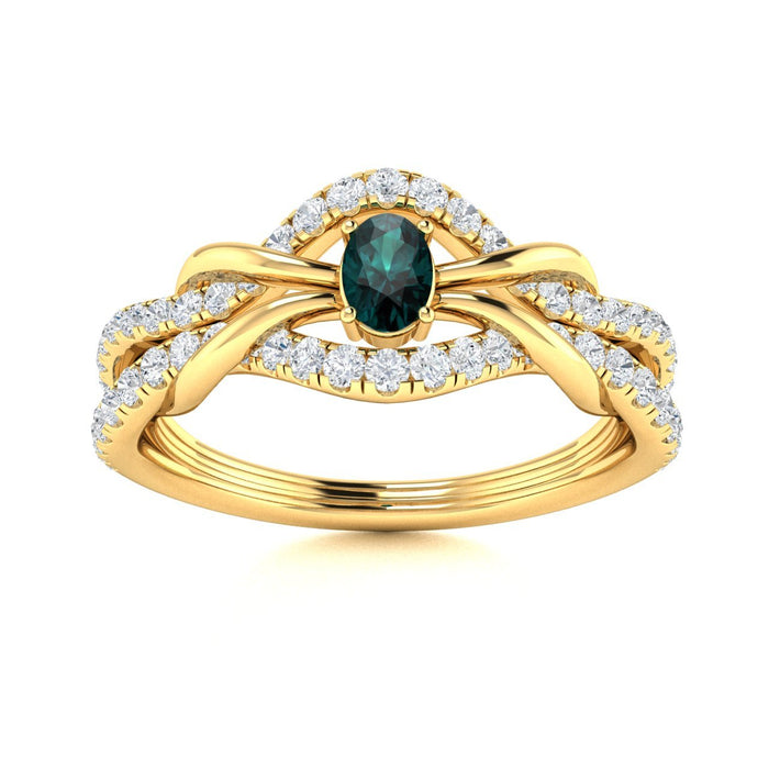 14kt Gold Oval Brilliant Natural Alexandrite and Diamond Ladies Ring (Alexandrite 0.17cts. Diamonds 0.26 cts.)