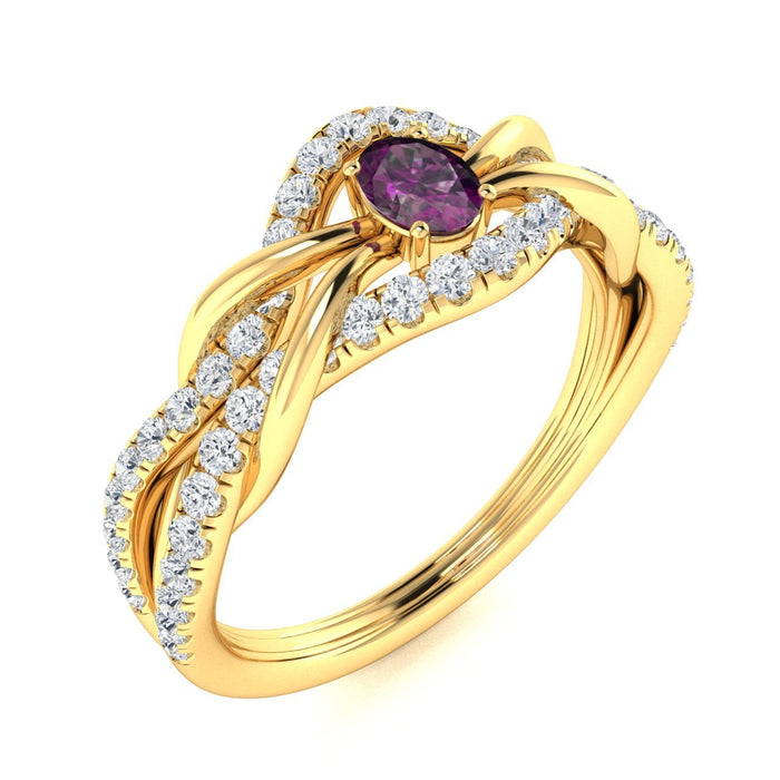 14kt Gold Oval Brilliant Natural Alexandrite and Diamond Ladies Ring (Alexandrite 0.17cts. Diamonds 0.26 cts.)