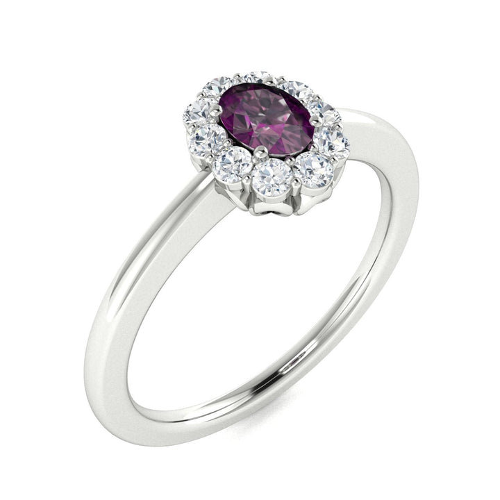 14Kt Gold Oval Brilliant Natural Alexandrite and Diamond Ladies Ring (Alexandrite 0.35 cts. White Diamonds 0.20 cts.)