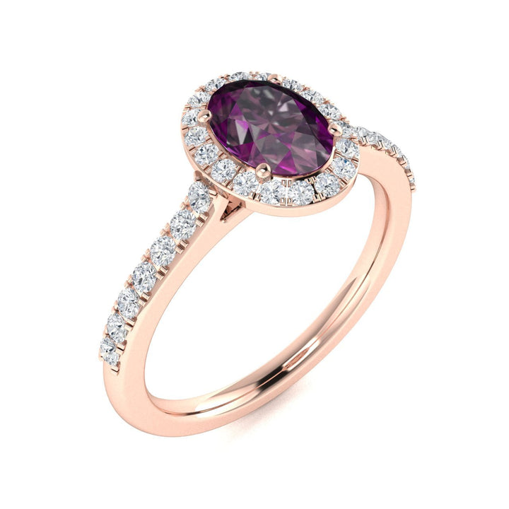 14kt Gold Oval brilliant Natural Alexandrite and Diamond Ladies Ring (Alexandrite 0.60 cts. Diamonds 0.35 cts.)