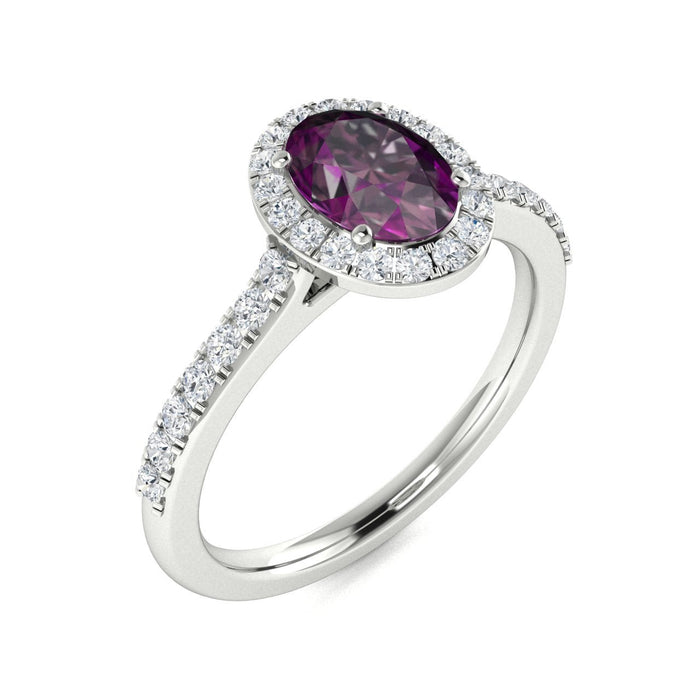 14kt Gold Oval brilliant Natural Alexandrite and Diamond Ladies Ring (Alexandrite 0.60 cts. Diamonds 0.35 cts.)