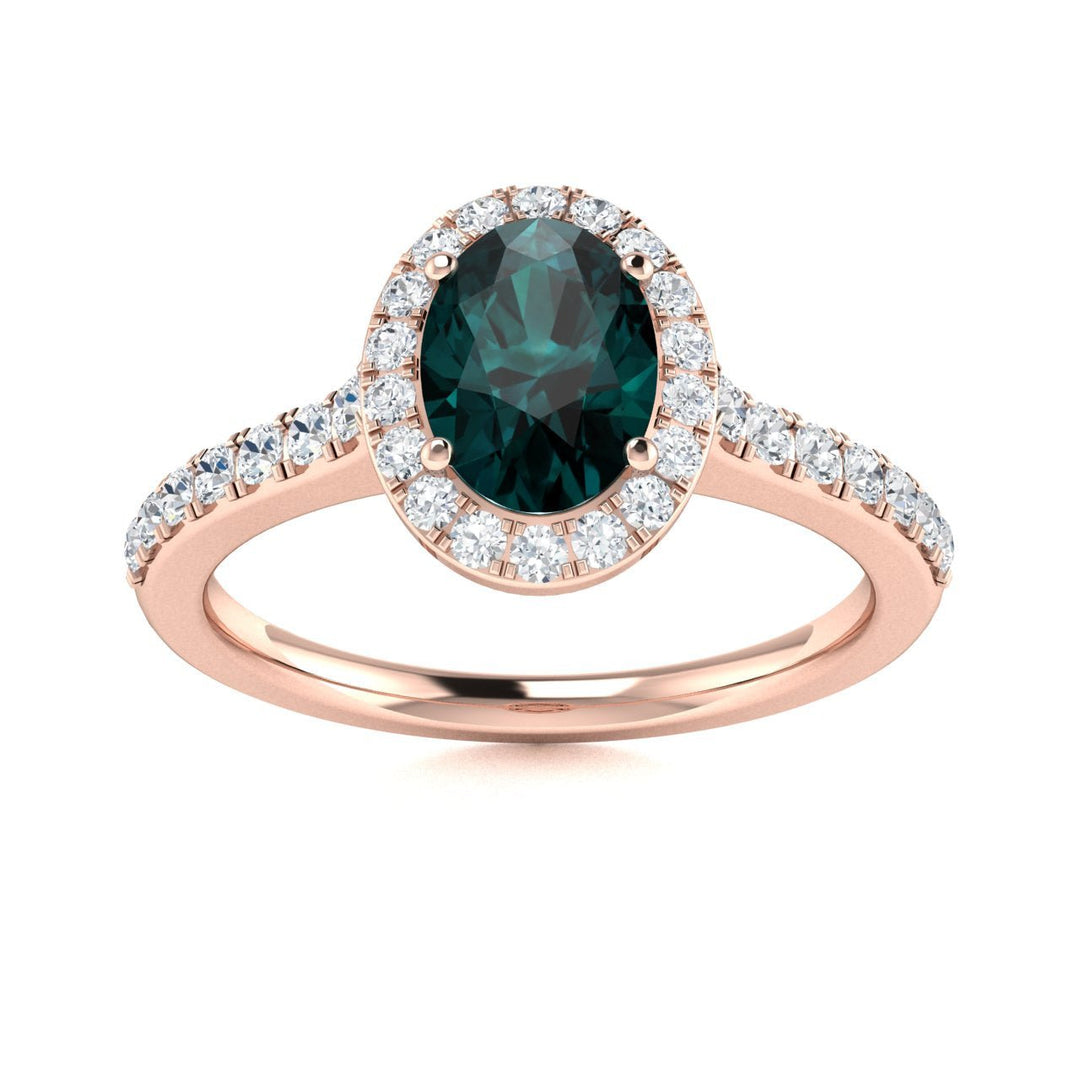 14kt Gold Oval brilliant Natural Alexandrite and Diamond Ladies Ring (Alexandrite 0.60 cts. Diamonds 0.35 cts.)