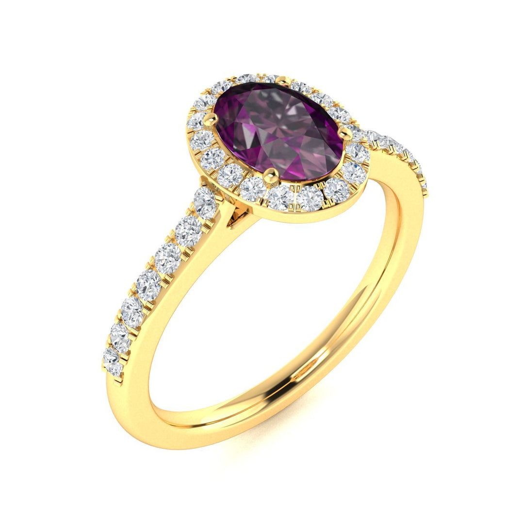 14kt Gold Oval brilliant Natural Alexandrite and Diamond Ladies Ring (Alexandrite 0.60 cts. Diamonds 0.35 cts.)