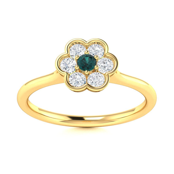 14KT Gold Oval Brilliant Natural Alexandrite and Diamond Ladies Ring (Alexandrite 0.60 cts. White Diamond 0.20 cts.)