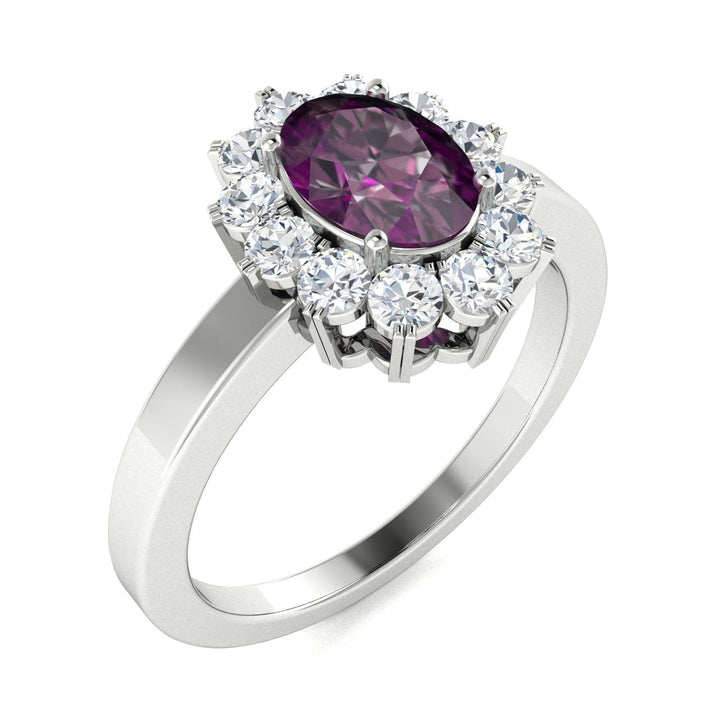 14KT Gold Oval Brilliant Natural Alexandrite and Diamond Ladies Ring (Alexandrite 0.75 cts. White Diamond 0.30 cts.)