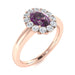 14KT Gold Oval Brilliant Natural Alexandrite and Diamond Ladies Ring (Alexandrite 0.90 cts. White Diamond 0.30 cts.)