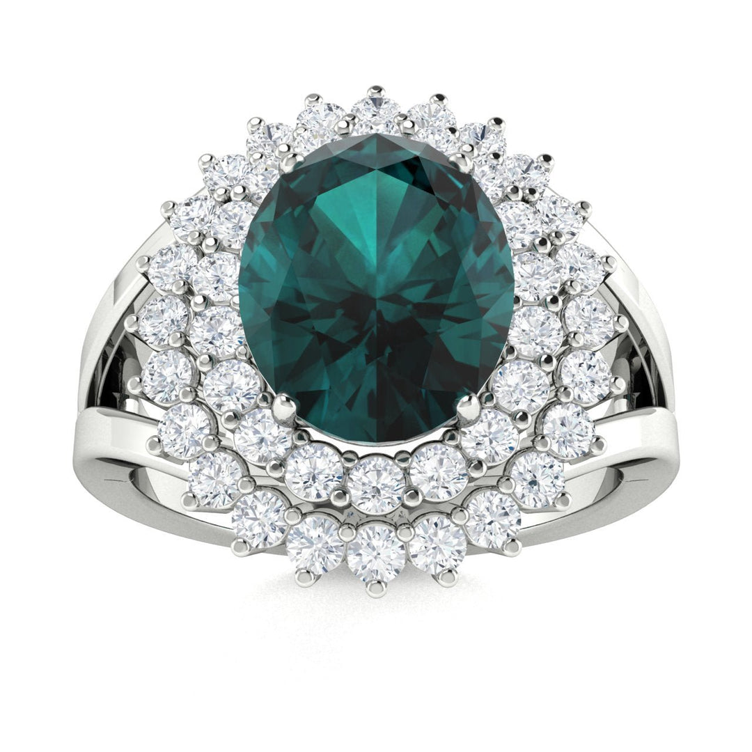 14KT Gold Oval Brilliant Natural Alexandrite and Diamond Ladies Ring (Alexandrite 1.25 ct. White Diamonds 0.25 cts.)