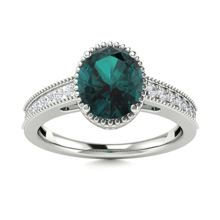14KT Gold Oval Brilliant Natural Alexandrite and Diamond Ladies Ring (Alexandrite 1.25 cts. White Diamond 0.15 cts.)