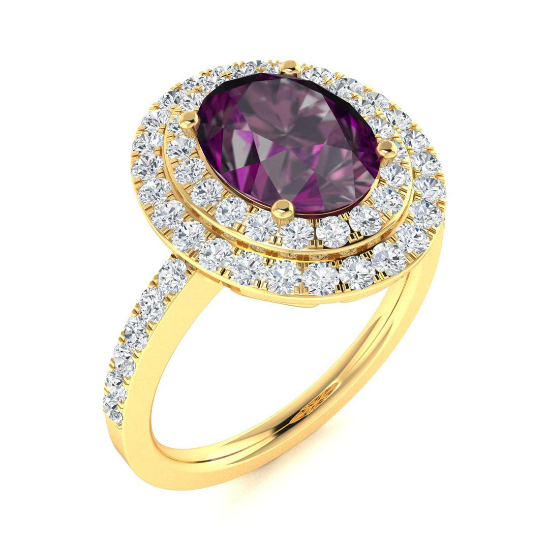 14kt Gold Oval brilliant Natural Alexandrite and Diamond Ladies Ring (Alexandrite 1.50 cts. Diamonds 0.60cts.)