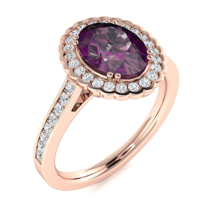 14Kt Gold Oval Brilliant Natural Alexandrite and Diamond Ladies Ring (Alexandrite 2.00 cts. White Diamonds 0.25 cts.)