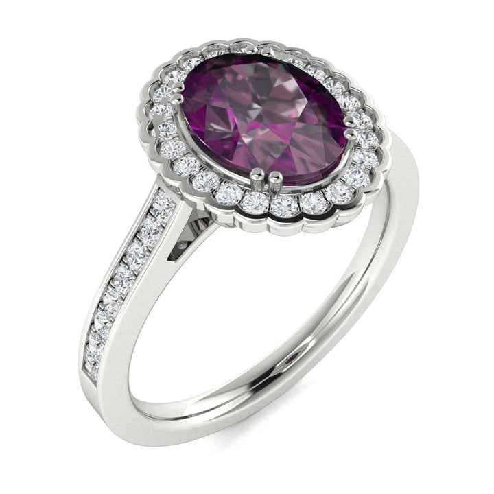 14Kt Gold Oval Brilliant Natural Alexandrite and Diamond Ladies Ring (Alexandrite 2.00 cts. White Diamonds 0.25 cts.)