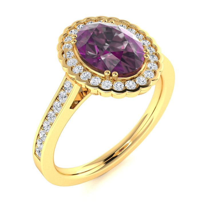 14Kt Gold Oval Brilliant Natural Alexandrite and Diamond Ladies Ring (Alexandrite 2.00 cts. White Diamonds 0.25 cts.)
