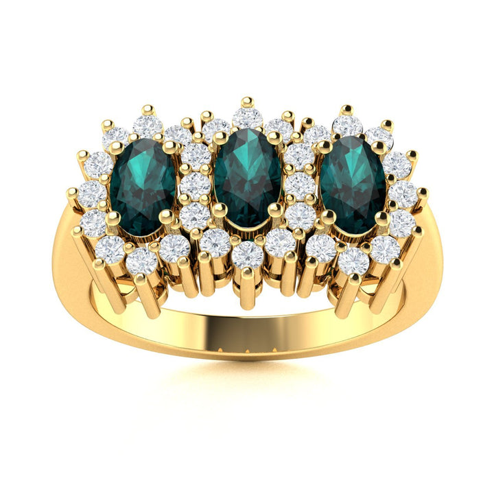 14KT Gold Oval Brilliant Natural Alexandrite and Diamond Ladies Ring (Natural Alexandrite 0.90 cts. White Diamond 0.40 cts.)