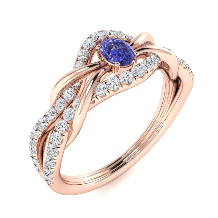 14kt Gold Oval Brilliant Tanzanite and Diamond Ladies Ring (Tanzanite 0.25 cts. Diamonds 0.25 cts.)