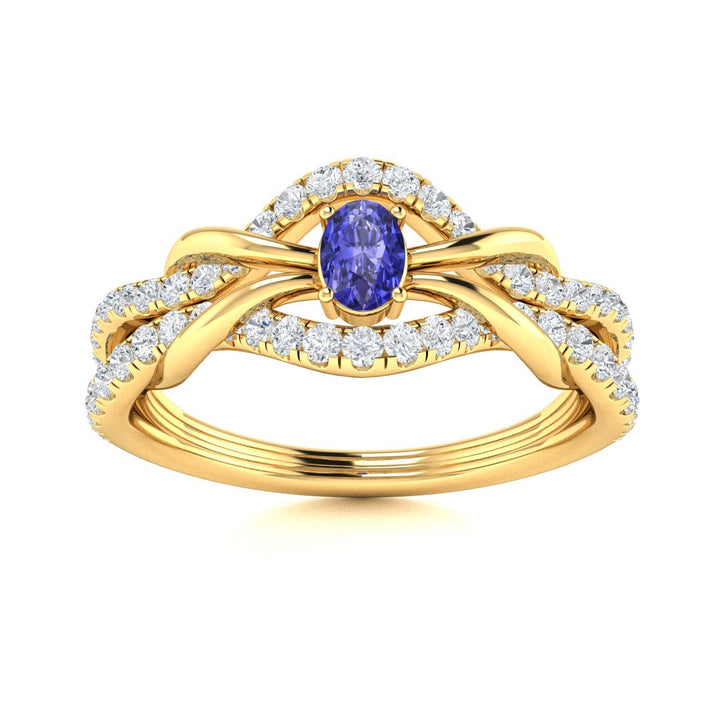 14kt Gold Oval Brilliant Tanzanite and Diamond Ladies Ring (Tanzanite 0.25 cts. Diamonds 0.25 cts.)