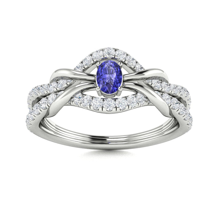 14kt Gold Oval Brilliant Tanzanite and Diamond Ladies Ring (Tanzanite 0.25 cts. Diamonds 0.25 cts.)