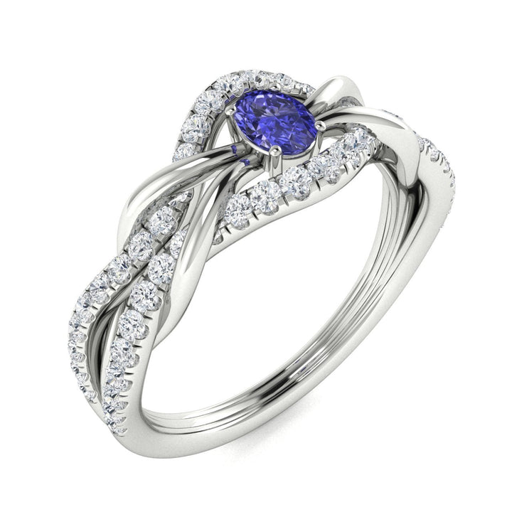 14kt Gold Oval Brilliant Tanzanite and Diamond Ladies Ring (Tanzanite 0.25 cts. Diamonds 0.25 cts.)