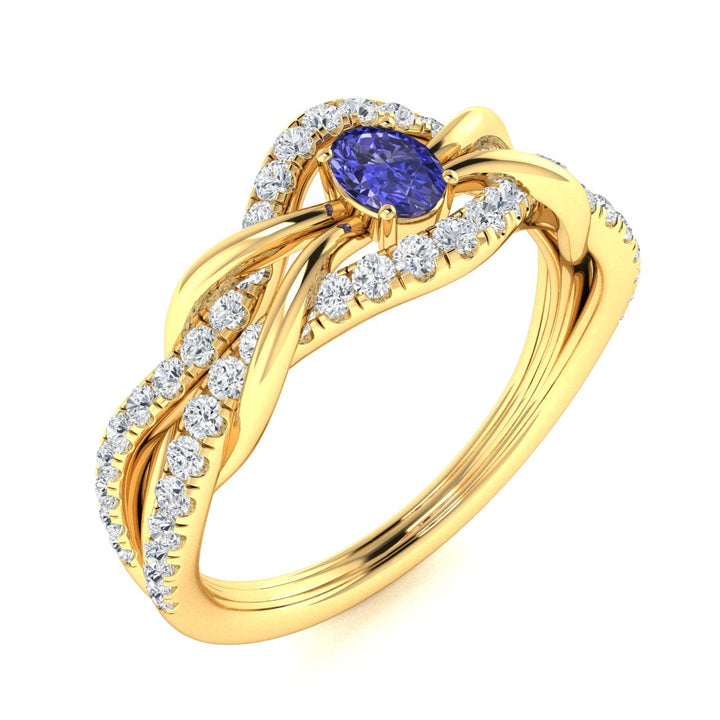 14kt Gold Oval Brilliant Tanzanite and Diamond Ladies Ring (Tanzanite 0.25 cts. Diamonds 0.25 cts.)