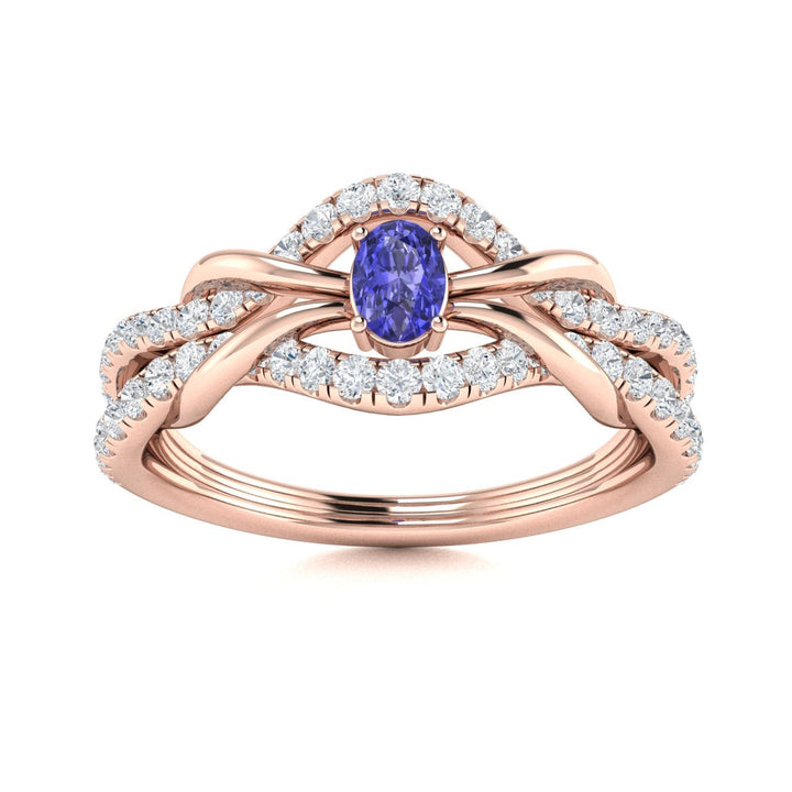 14kt Gold Oval Brilliant Tanzanite and Diamond Ladies Ring (Tanzanite 0.25 cts. Diamonds 0.25 cts.)