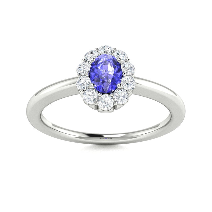 14Kt Gold Oval Brilliant Tanzanite and Diamond Ladies Ring (Tanzanite 0.35 cts. White Diamonds 0.20 cts.)