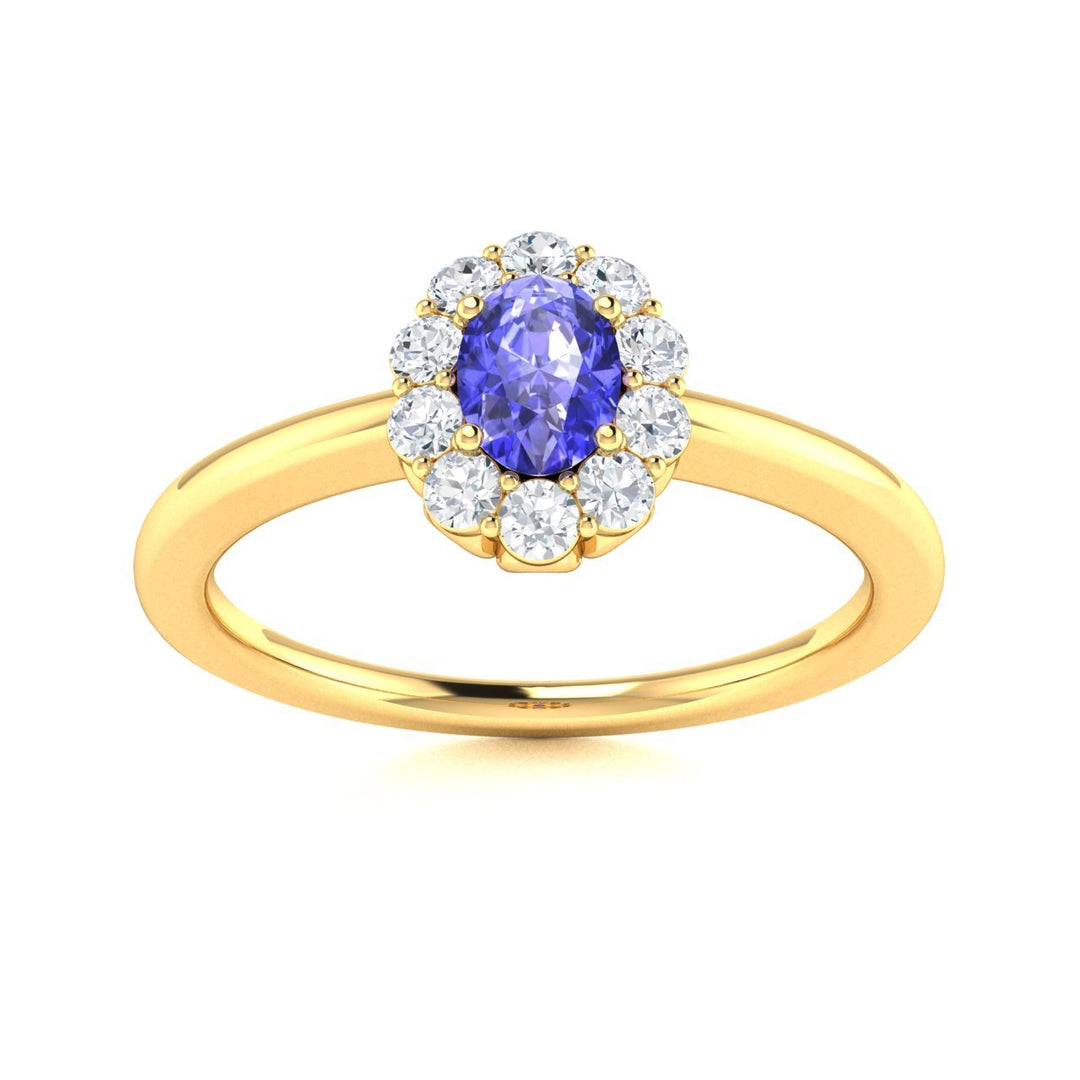14Kt Gold Oval Brilliant Tanzanite and Diamond Ladies Ring (Tanzanite 0.35 cts. White Diamonds 0.20 cts.)