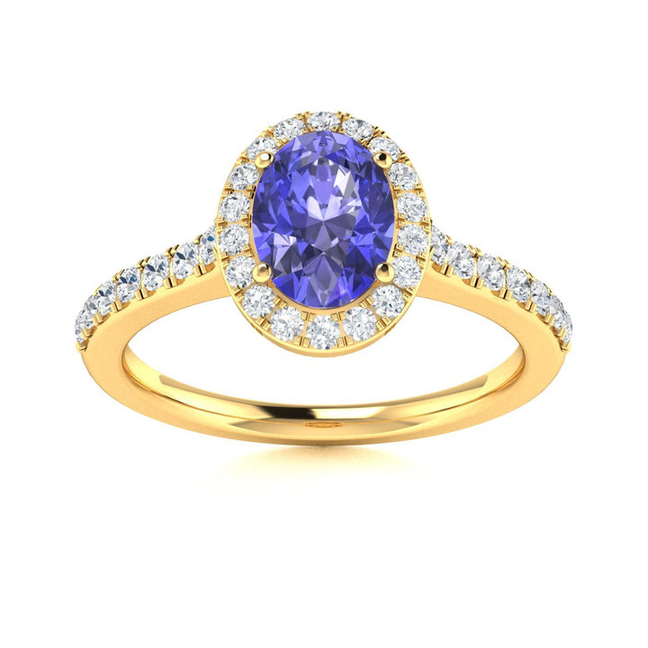 14kt Gold Oval brilliant Tanzanite and Diamond Ladies Ring (Tanzanite 0.60 cts. Diamonds 0.35 cts.)