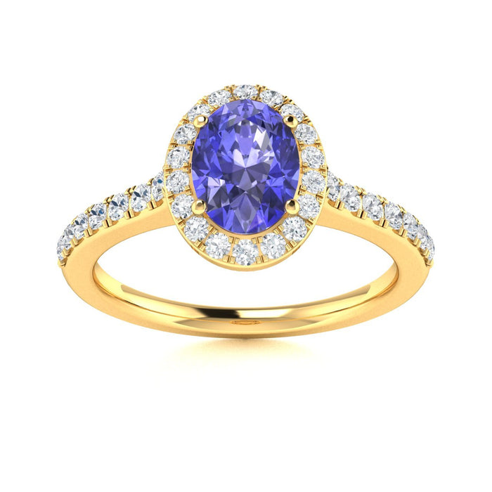 14kt Gold Oval brilliant Tanzanite and Diamond Ladies Ring (Tanzanite 0.60 cts. Diamonds 0.35 cts.)