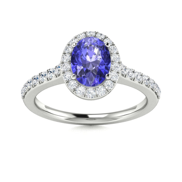 14kt Gold Oval brilliant Tanzanite and Diamond Ladies Ring (Tanzanite 0.60 cts. Diamonds 0.35 cts.)