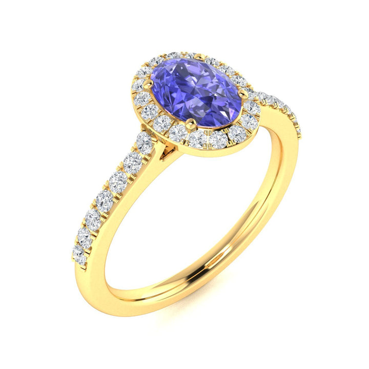 14kt Gold Oval brilliant Tanzanite and Diamond Ladies Ring (Tanzanite 0.60 cts. Diamonds 0.35 cts.)