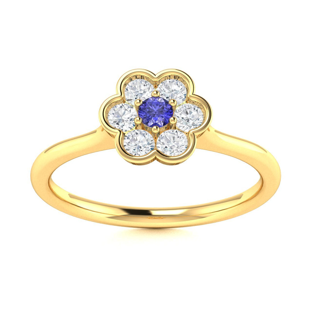 14KT Gold Oval Brilliant Tanzanite and Diamond Ladies Ring (Tanzanite 0.60 cts. White Diamond 0.20 cts.)