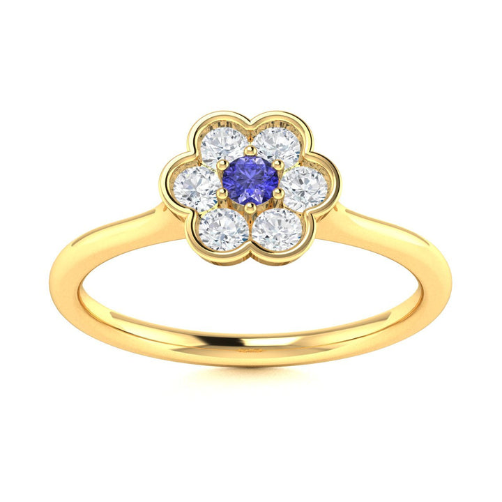 14KT Gold Oval Brilliant Tanzanite and Diamond Ladies Ring (Tanzanite 0.60 cts. White Diamond 0.20 cts.)