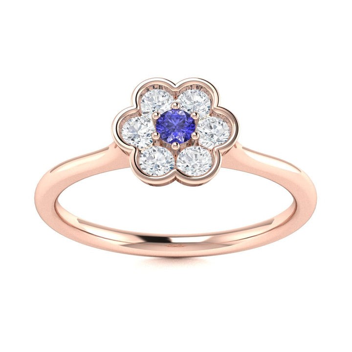 14KT Gold Oval Brilliant Tanzanite and Diamond Ladies Ring (Tanzanite 0.60 cts. White Diamond 0.20 cts.)