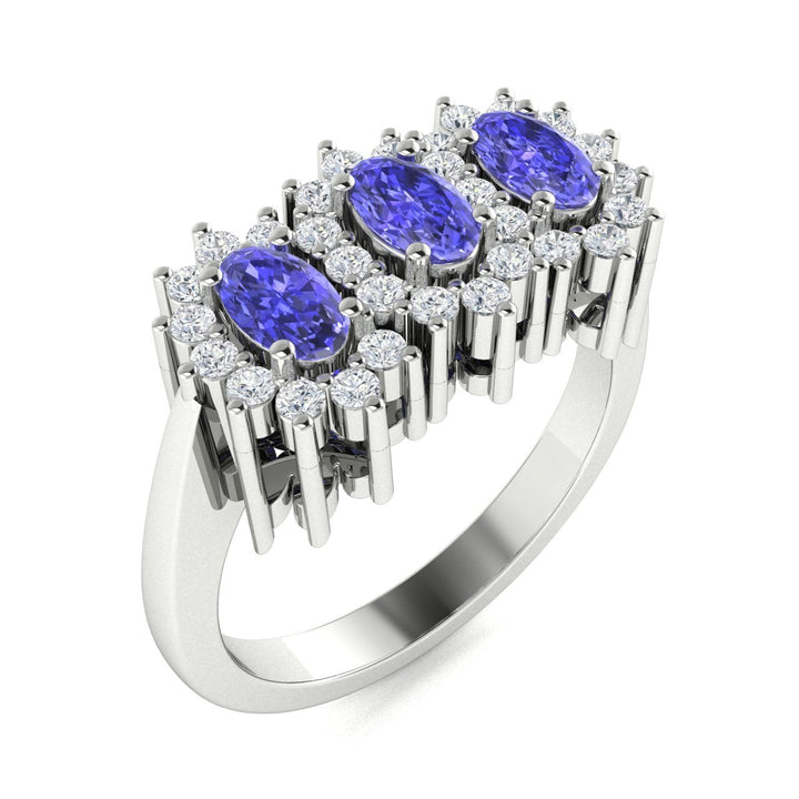 14KT Gold Oval Brilliant Tanzanite and Diamond Ladies Ring (Tanzanite 0.90 cts. White Diamond 0.40 cts.)