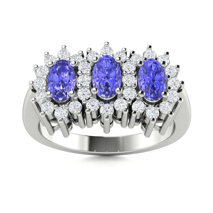 14KT Gold Oval Brilliant Tanzanite and Diamond Ladies Ring (Tanzanite 0.90 cts. White Diamond 0.40 cts.)