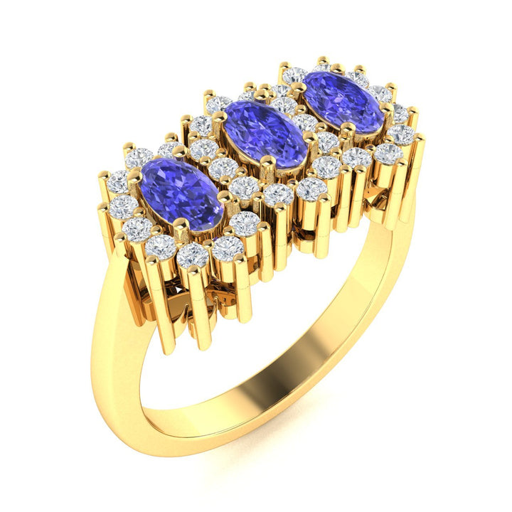 14KT Gold Oval Brilliant Tanzanite and Diamond Ladies Ring (Tanzanite 0.90 cts. White Diamond 0.40 cts.)