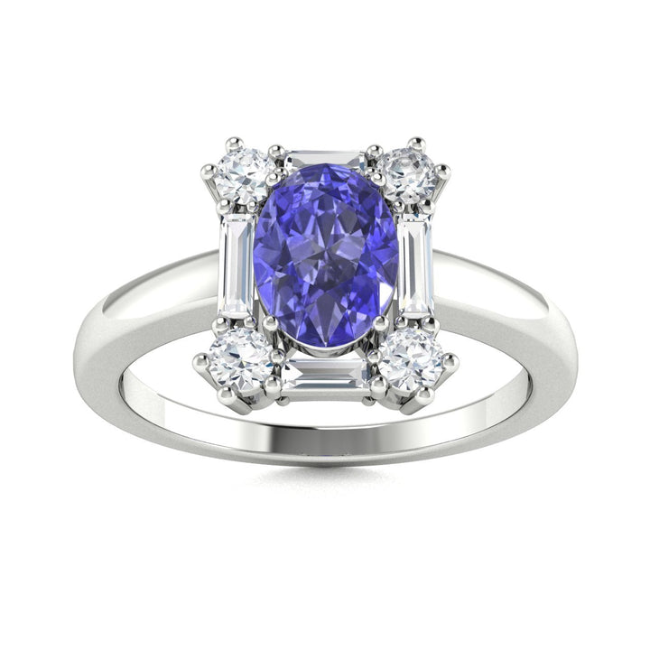 14KT Gold Oval Brilliant Tanzanite and Diamond Ladies Ring (Tanzanite 1.00 cts. White Diamond 0.33 cts.)
