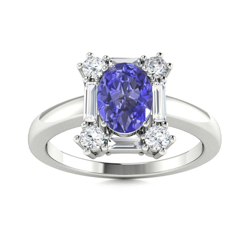 14KT Gold Oval Brilliant Tanzanite and Diamond Ladies Ring (Tanzanite 1.00 cts. White Diamond 0.33 cts.)