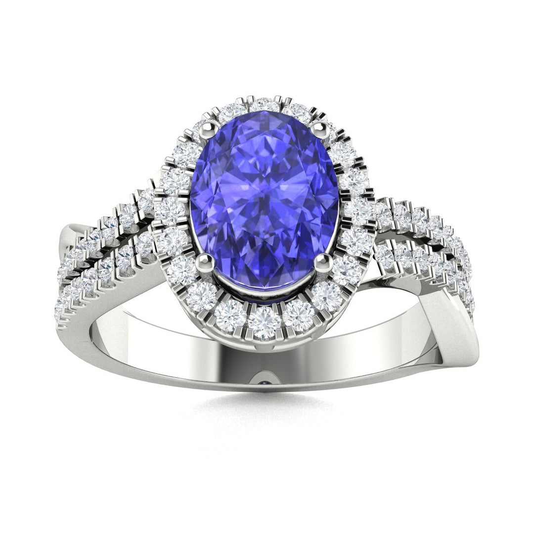 14KT Gold Oval Brilliant Tanzanite and Diamond Ladies Ring (Tanzanite 1.40 cts. White Diamond 0.30 cts.)
