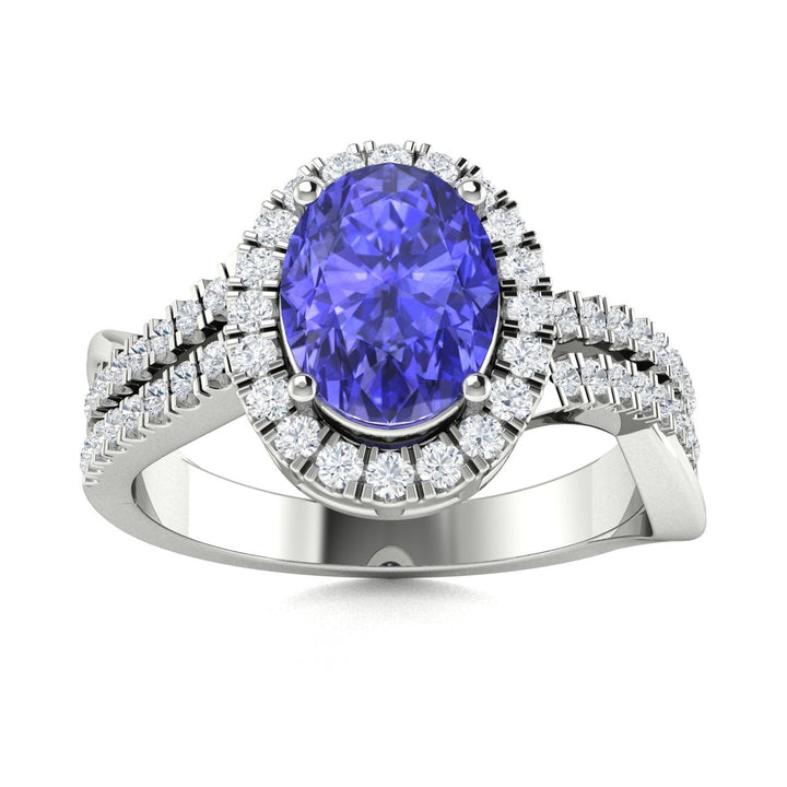 14KT Gold Oval Brilliant Tanzanite and Diamond Ladies Ring (Tanzanite 1.40 cts. White Diamond 0.30 cts.)