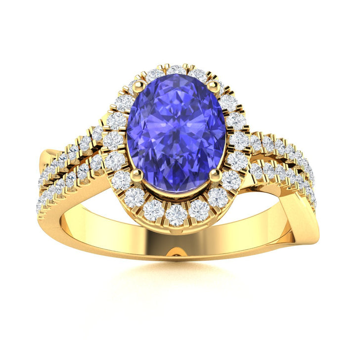 14KT Gold Oval Brilliant Tanzanite and Diamond Ladies Ring (Tanzanite 1.40 cts. White Diamond 0.30 cts.)