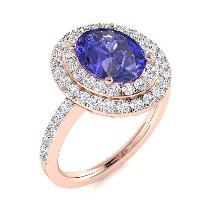 14kt Gold Oval brilliant Tanzanite and Diamond Ladies Ring (Tanzanite 1.50 cts. Diamonds 0.60 cts.)