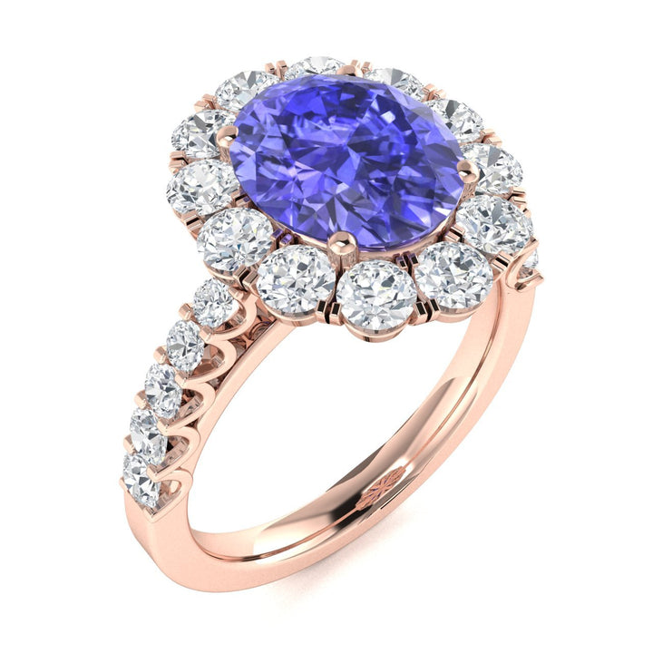 14KT Gold Oval Brilliant Tanzanite and Diamond Ladies Ring (Tanzanite 1.70 cts. White Diamonds 1.10 cts.)