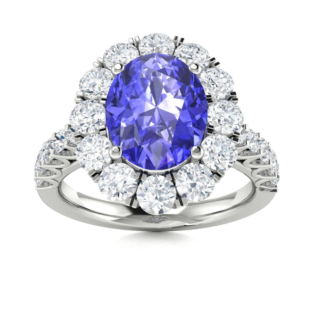14KT Gold Oval Brilliant Tanzanite and Diamond Ladies Ring (Tanzanite 1.70 cts. White Diamonds 1.10 cts.)